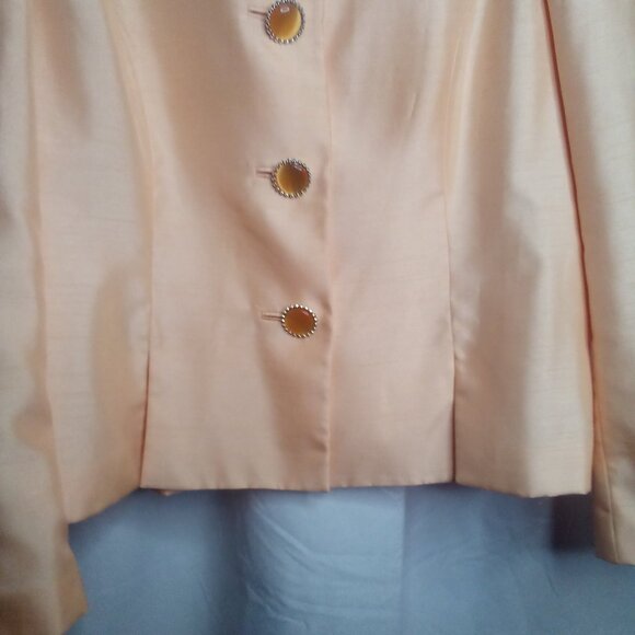 Emily Blazer Jacket Women 18 Long Sleeve Button Up Career Classic Peach Orange - Picture 9 of 16